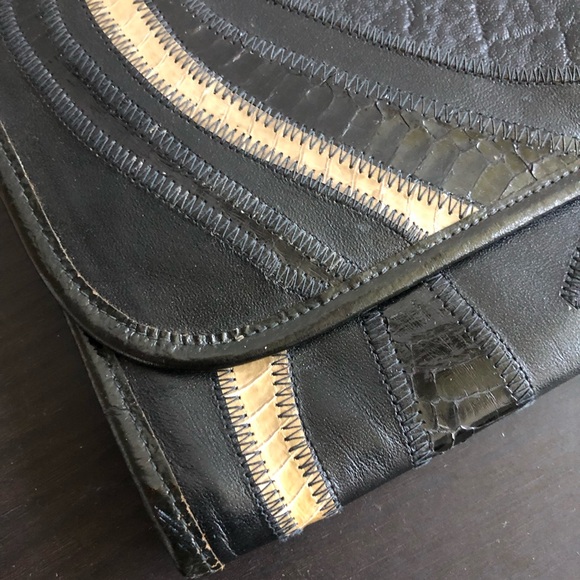 Vintage Leather Patchwork Clutch 12”x8”